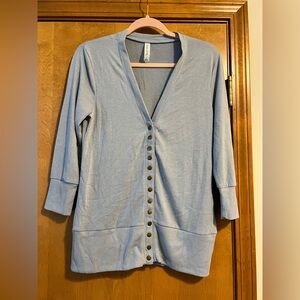 Blue Button-Up Women's cardigan